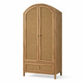 Armoire en bois et cannage naturel, 180 cm x 90 cm x 50 cm