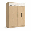 Armoire en bois avec 5 portes en chêne clair et blanc
