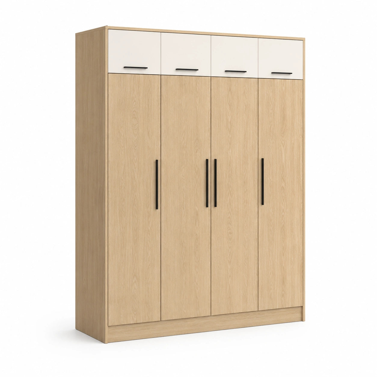 Armoire en bois avec 5 portes en chêne clair et blanc
