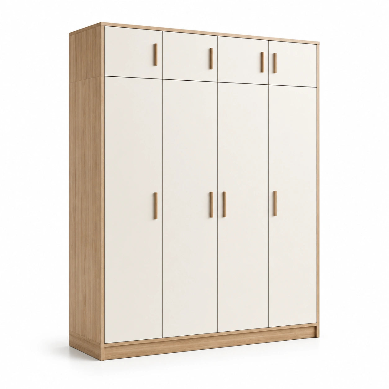Armoire en Bois et Crème à 6 Portes 180x200x60 cm