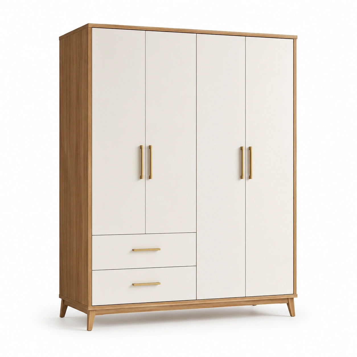 Armoire en bois avec portes et tiroirs crème