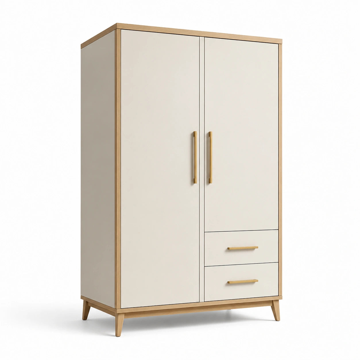 Armoire en bois avec portes et tiroirs blancs