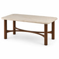Table en travertin et bois 180x90x75 cm
