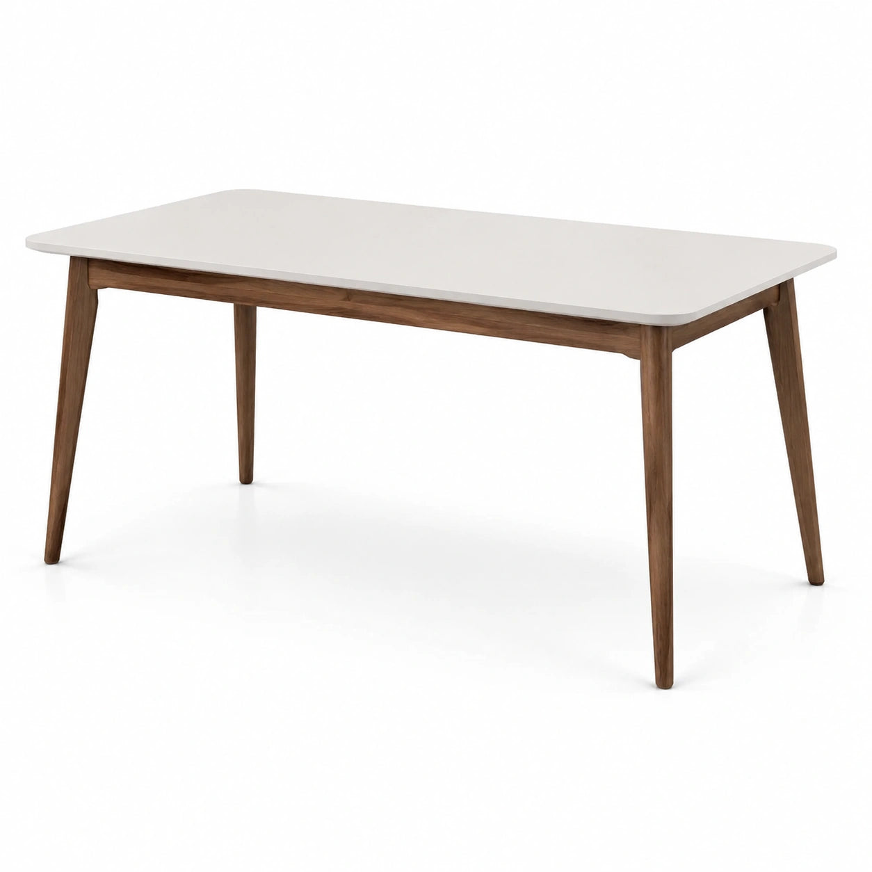 Table de salle à manger en bois de noyer et MDF blanc 180x90x75 cm