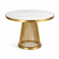 Table ronde en marbre avec pied en métal doré