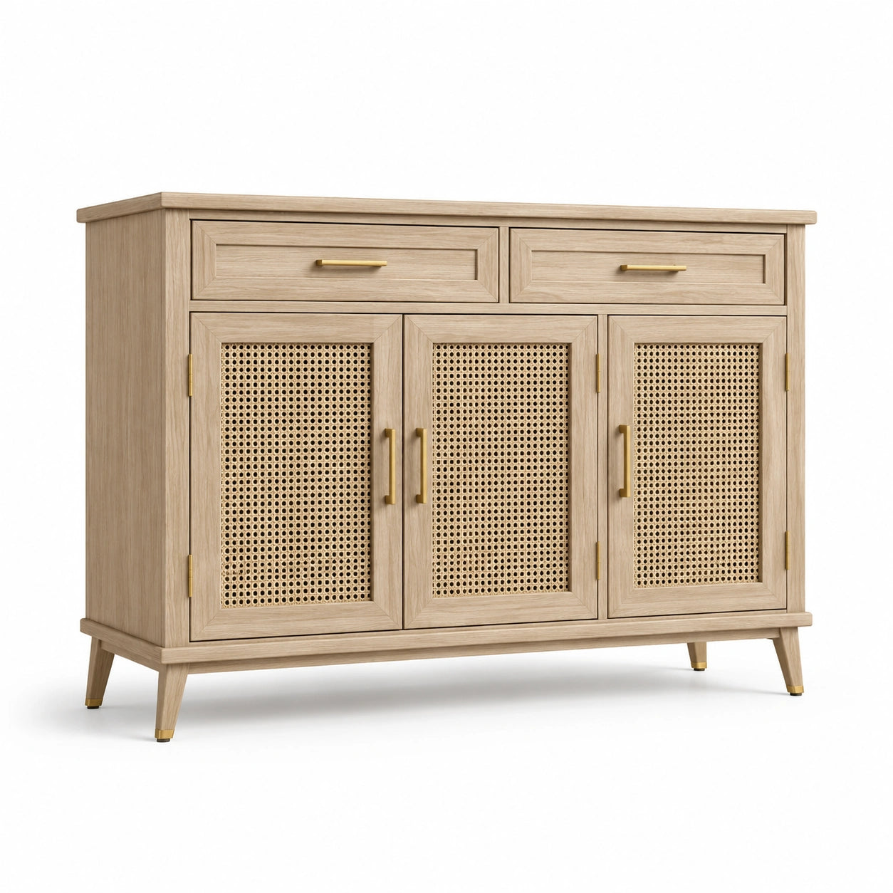 Buffet en bois et rotin avec tiroirs 120x85x40 cm