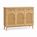 Buffet en bois avec portes en rotin et tiroirs