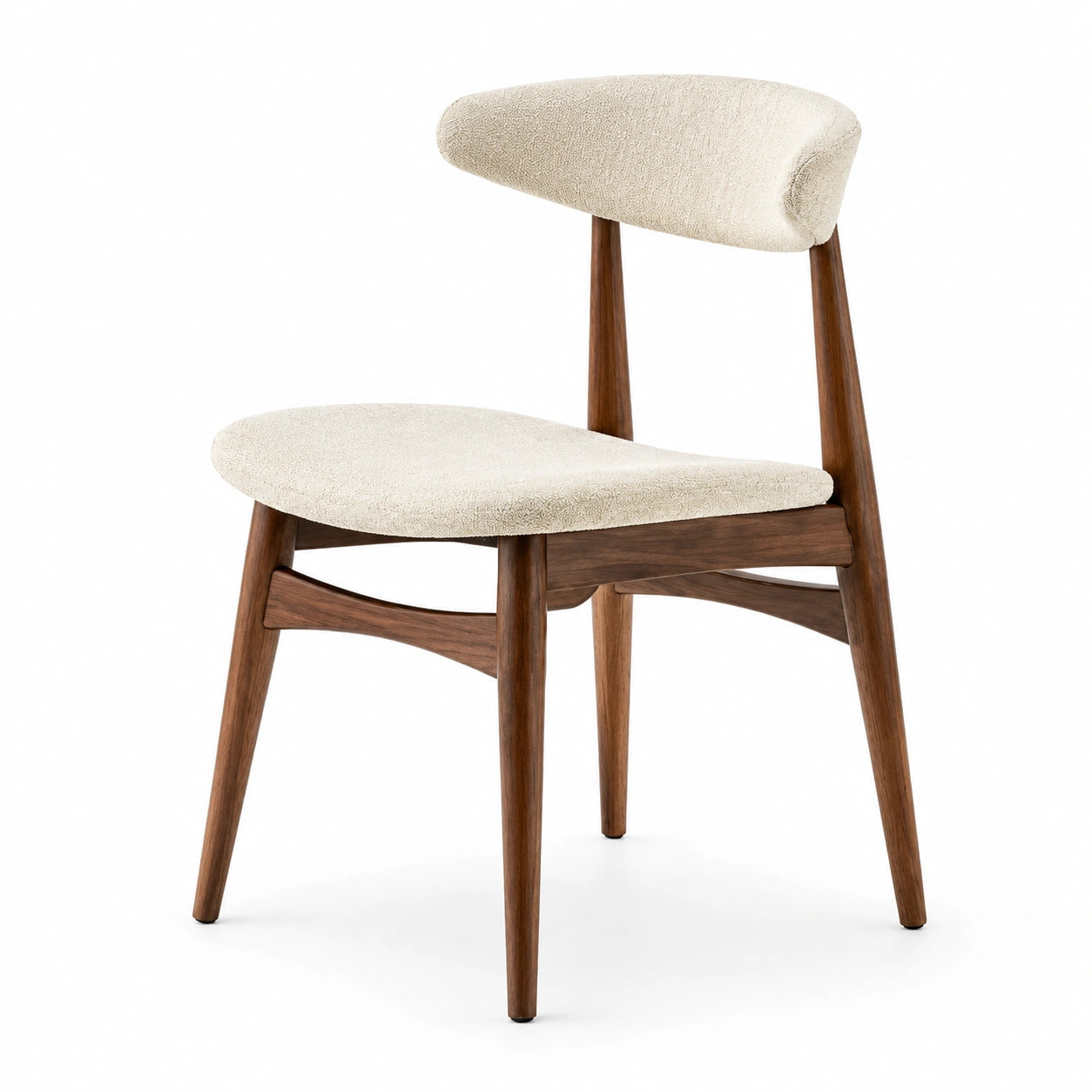 Chaise en bois de noyer et tissu en polyester beige