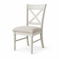 Chaise en bois avec dossier croisé en tissu polyester beige