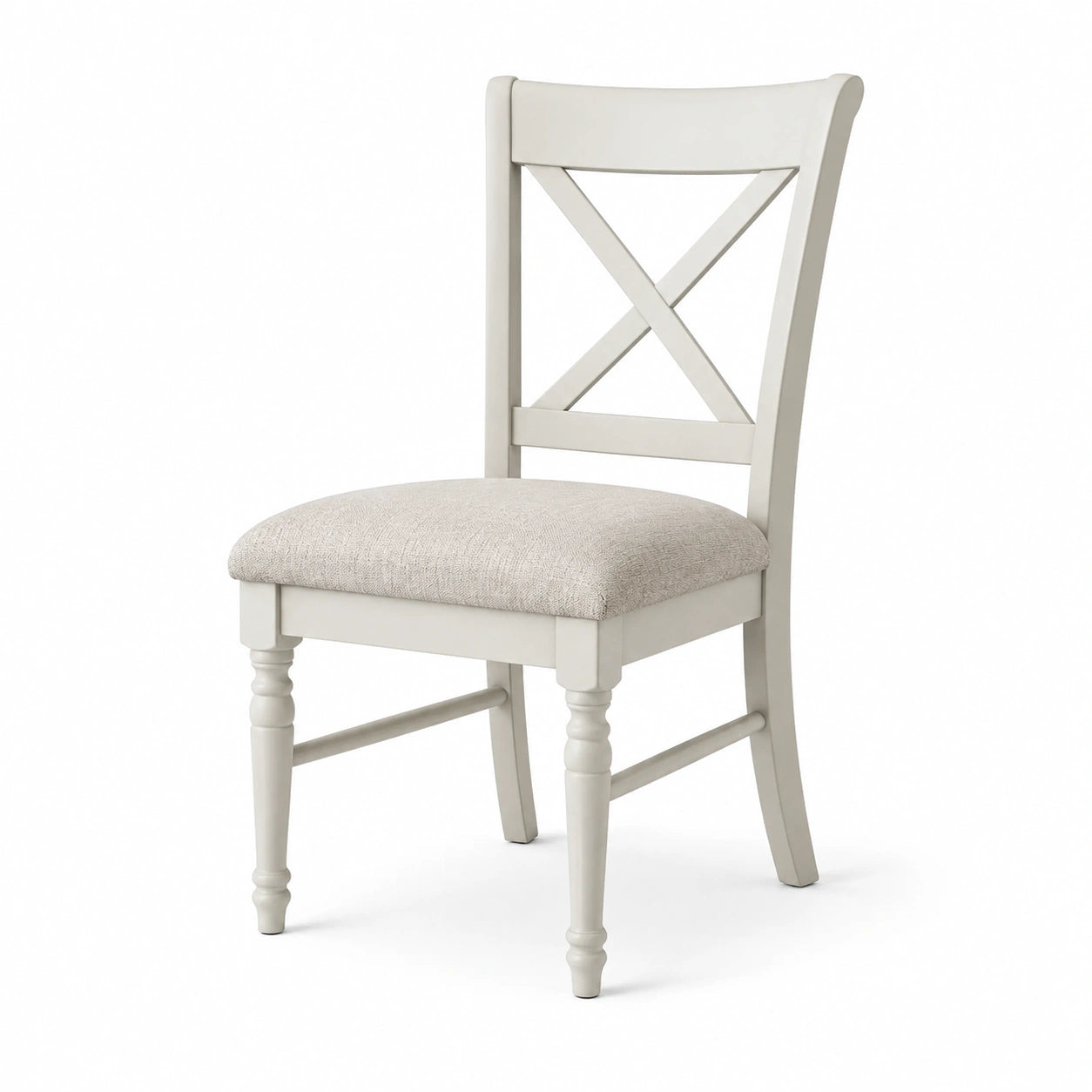 Chaise en bois avec dossier croisé en tissu polyester beige