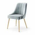 Chaise en velours polyester gris avec pieds en acier doré