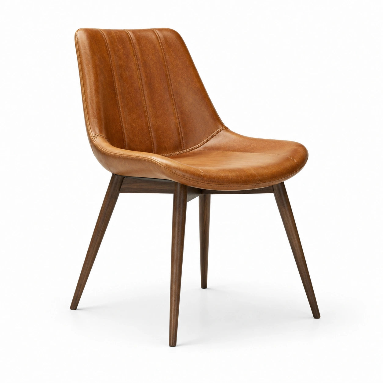 Chaise en cuir avec pieds en bois 45x55x85 cm