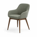 Chaise en velours côtelé vert avec pieds en bois d'hévéa