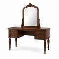 Coiffeuse en bois avec miroir et tiroirs en noyer