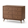 Commode en bois de noyer avec poignées en laiton
