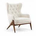 Fauteuil cabriolet en tissu bouclé blanc et bois