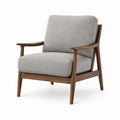 Fauteuil en bois de noyer et tissu polyester gris