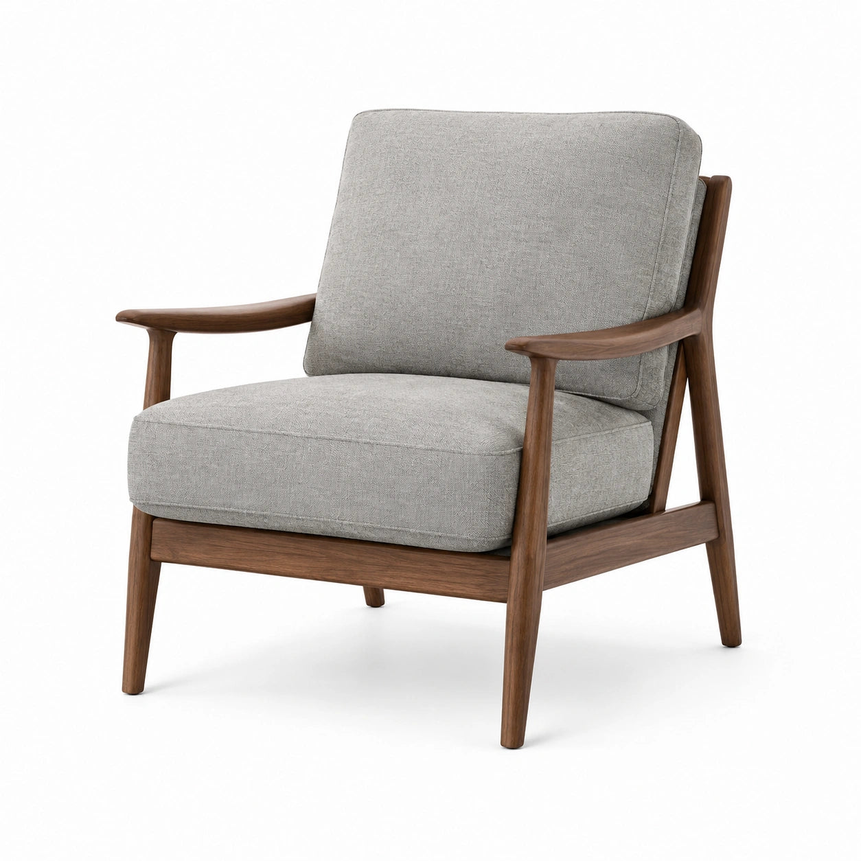 Fauteuil en bois de noyer et tissu polyester gris