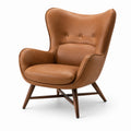 Fauteuil en cuir PU marron avec pieds en bois massif