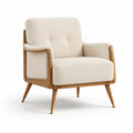 Fauteuil en bois et tissu de chêne beige