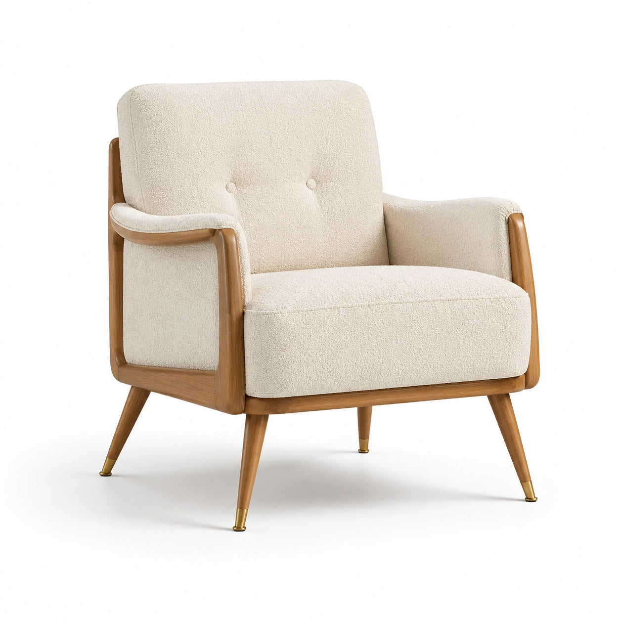Fauteuil en bois et tissu de chêne beige