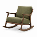 Fauteuil à bascule en bois et tissu polyester vert